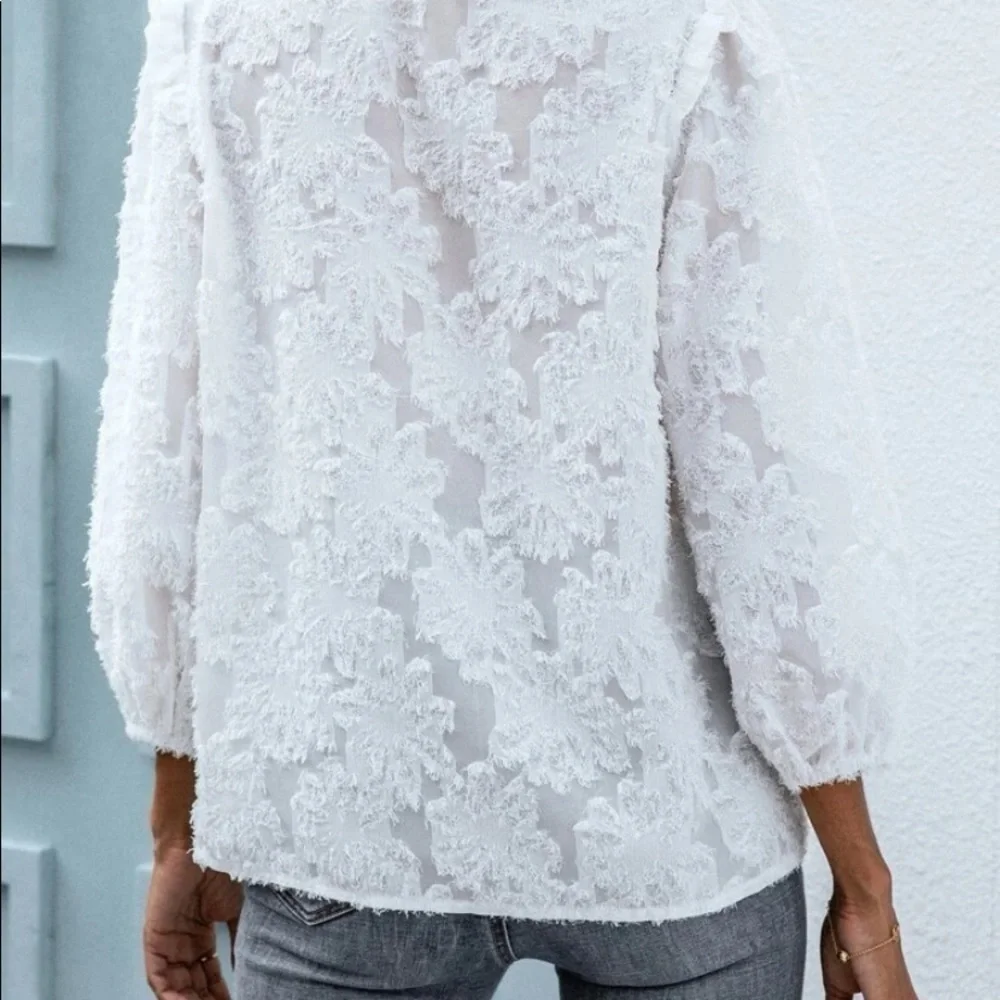 Boho v neck bishop sleeve  top - Picture 7 of 7